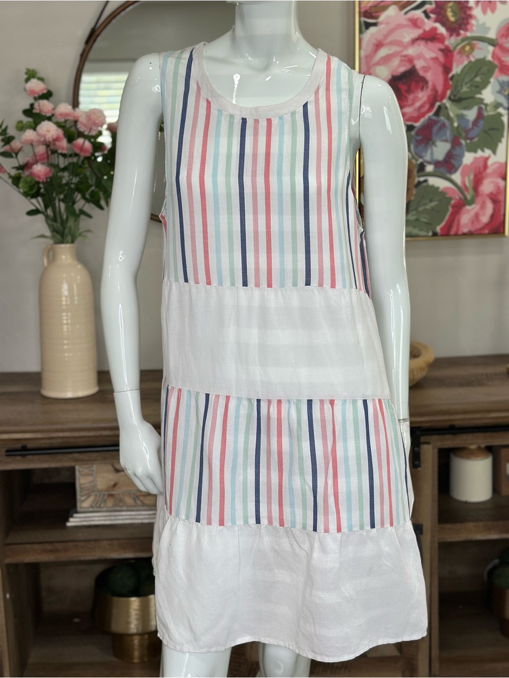 Southern Tide Pastel Striped Sundress - White, Pink, Blue, Green Sz L